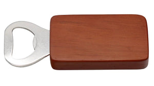 The Smathers & Branson Beverage Cart Bottle Opener features a hand-stitched rectangular wooden handle and metal opener, shown here on a white background.