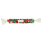 A clear plastic wrapper holds red, white, and green candies resembling small Christmas balls—perfect as festive party favors—from the Meri Meri MERI Big Bow Surprise Balls (6), each sweet treat tied up like an enamel bow charm.