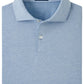 A neatly folded Peter Millar Albatross Cotton Blend Piqué Polo in light blue, featuring a soft cotton blend with subtle piqué knit and a single visible button.