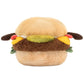 The Jellycat Amuseables Burger is a plush toy shaped like a hamburger, with tan buns, a brown patty, and colorful fabric for lettuce, cheese, and tomato—perfect for barbecue-themed cuddles.