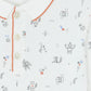 Close-up of Tartine et Chocolat's Baby Boys' and Boys' Robots Illustration Long Sleeved Polo, showing orange trim and a playful robot pattern in blue, red, and gray.