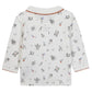 The Tartine et Chocolat Baby Boys' and Boys' Robots Illustration Long Sleeved Polo features a white collar design with colorful robot and technology-themed prints.
