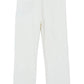 Tartine et Chocolat Girls' Drawstring Bow Trousers in ivory, with straight legs, belt loops, a tie-up bow, and a ruffled waistband displayed flat on a plain background.