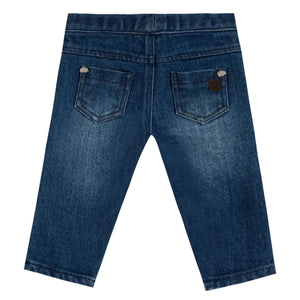 The Tartine et Chocolat Baby Boys' and Boys' Cotton Jeans in marine navy feature two back pockets and a waistband—ideal for everyday wear.