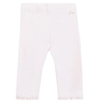 Light pink cotton Baby Girls' and Girls' Leggings by Tartine et Chocolat, featuring a simple elastic waistband and subtle ruffle trim at the ankle cuffs, shown on a plain white background.