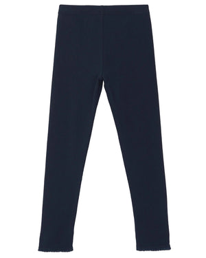 A pair of Tartine et Chocolat Girls' Leggings in plain black, laid flat on a white background.