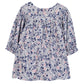 The Tartine et Chocolat Baby Girls' and Girls' Small Flower Blueberry Printed Dress features a charming blue floral print with pink and white accents.