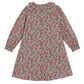 The Tartine et Chocolat Girls' Liberty Smocked Ruffle Sleeved Floral Dress features a knee-length, long-sleeve multicolored floral print and charming ruffled collar, displayed laid flat.