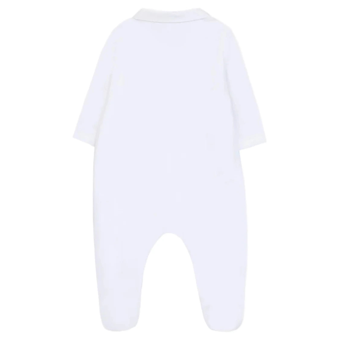 The Baby Boys' Hedgehog Pajamas by Tartine et Chocolat are long-sleeve white onesies with covered feet, shown from the back on a white background—ideal cozy pajamas for your little one.