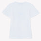 Girls’ Beach Illustration T-Shirt by Tartine et Chocolat, featuring ruffled short sleeves and a charming beach design, is shown from the back against a white background—a delightful choice for sunny days.