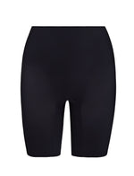 Commando Zone Smoothing Shorts are black high-waisted seamless cycling shorts designed for comfort and support, photographed on a white background. These compression shorts also work as sleek shapewear under any outfit.
