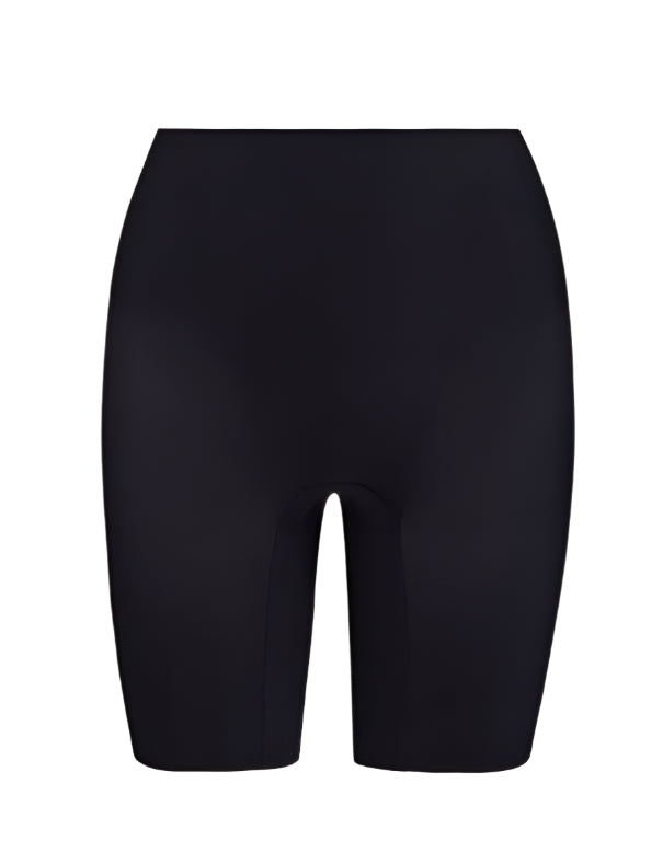 Commando Zone Smoothing Shorts are black high-waisted seamless cycling shorts designed for comfort and support, photographed on a white background. These compression shorts also work as sleek shapewear under any outfit.