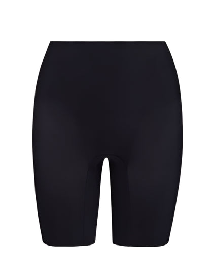 Commando Zone Smoothing Shorts are black high-waisted seamless cycling shorts designed for comfort and support, photographed on a white background. These compression shorts also work as sleek shapewear under any outfit.