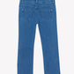 Boys’ Cotton Jeans by Tartine et Chocolat, shown from the back in blue denim with two rear pockets and belt loops, feature a versatile straight-leg design. Laid flat on a white background, these classic jeans offer comfort and durability.