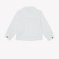 Back view of the Tartine et Chocolat Girls’ Cotton Jacket, featuring long sleeves with buttoned cuffs and a gathered section below the yoke, complemented by subtle ruffled detailing, displayed against a plain background.