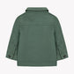 The Baby Boys’ and Boys’ Explorer Jacket by Tartine et Chocolat is displayed from the back in green corduroy cotton, featuring long sleeves, a collar, and button details on the cuffs.