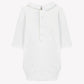 Tartine et Chocolat Baby Boys’ Dinosaur Bodysuit, a white long-sleeve cotton bodysuit featuring a pointed collar and three front buttons, displayed on a plain background.