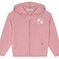 A stylish addition to any cotton tracksuit ensemble, the Tartine et Chocolat Girls’ Wool Hood Cotton Jogging Suit features a pink hooded zip-up sweater with front pockets and gold buttons, adorned with embroidered white hearts and the letters “C” and “T” on the chest—bringing Paris Mon Amour–inspired chic flair to her look.