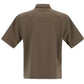 The Herno Seersucker Camp Shirt, a short-sleeved olive green piece with a versatile cut, is displayed from the back against a white background.