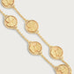 The Anabel Aram Butterfly Coin Charm Bracelet features 18k gold-plated medallions embossed with butterflies. Displayed on a light background, this adjustable bracelet brings elegant charm to any look.