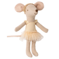 The Maileg Ballet Dancer Mouse, Big Sister, is a charming stuffed fabric doll in a yellow tutu and gold headband—perfect for display on a plain white background.