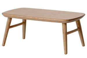 The Maileg Coffee Table, Mouse - Nature is a small, lightweight wooden table with rounded corners and four angled legs, ideal for a mouse-sized setting or as decor in your Mouse Hole Farmhouse. Shown isolated on white.