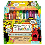 Embark on an African adventure with "Bright Stripes Crayons on Safari," a lively coloring book by Bright Stripes. It offers 60 pages of fun, 35 vibrant stickers, and features 10 crayon animal characters designed to spark creativity and inspire imaginative journeys.