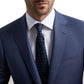 Close-up of a man in a tailored Samuelsohn Bennet Contemporary Fit suit and dark tie, focusing on the suit's details and tie pattern, without showing the face.