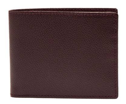 The Ettinger Capra Billfold 6 Credit Card Wallet, a classic goat leather wallet with a textured brown surface, is elegantly positioned upright on a white background.