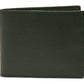 A closed Ettinger Capra Billfold 6 Credit Card Wallet, crafted from dark green goat leather, rests elegantly against a pristine white background.