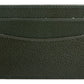 The Ettinger Capra Flat Credit Card Case is a minimalist dark green textured goat leather holder, featuring multiple slots on one side.