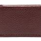 The Capra Magnetic Cash Clip by Ettinger is a luxurious brown goat leather money clip with red stitching, featuring a front view of the magnetic cash clip.