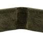 A greenish-brown Ettinger Capra Magnetic Cash Clip, made from luxurious goat suede leather, features two folds and a soft texture.