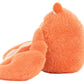 The Jellycat Pinchsnap Crab, a soft, orange stuffed animal with floppy ears, is shown facing away on a white background.