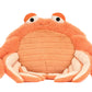 The Jellycat Pinchsnap Crab is an orange plush with large claws, a rounded body, and two top eyes—ideal for any pillow tester and displayed against a white background.