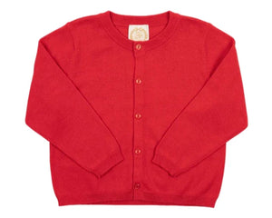 A Baby Girls' and Girls' Cambridge Cardigan with pearl buttons from The Beaufort Bonnet Company is laid flat on a white background.
