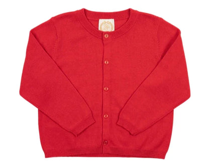 A Baby Girls' and Girls' Cambridge Cardigan with pearl buttons from The Beaufort Bonnet Company is laid flat on a white background.