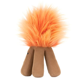 This Jellycat Amuseables Campfire plush toy showcases a fluffy orange top that mimics ombre flames, complemented by three brown cylindrical legs, making it perfect for snuggling. Part of the Jellycat collection, it offers all the cozy charm you could desire in huggable corduroy.