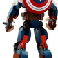 The LEGO® Marvel Captain America Construction Figure from Legos - Toyhouse is depicted from behind, holding his iconic shield adorned with a star emblem. This building toy set masterfully captures the essence of the superhero in stunning detail.