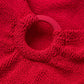 Close-up of the textured red crinkle fabric and elastic hoop detail on the Celine Tonal Hoop Swim by Hunza G, highlighting the signature gathers and ruching found in modern one size swimwear.