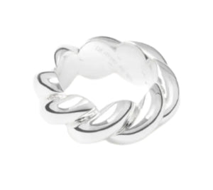 The Christine Ring by Lie Studio showcases a chunky, twisted chain design in 925 sterling silver, displayed against a plain white background.