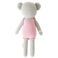 Claire the Koala - Little 13" by Cuddle + Kind features a gray knit body, round ears, and a pink dress. Shown from the back, she’s ready for magical treetop adventures or cozy treehouse days.