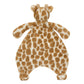 Meet the Jellycat Bashful Giraffe Comforter by Jellycat, crafted using recycled fibers for a cozy touch. Its flat body showcases a delightful spotted pattern and cute little horns, making it an ideal companion for newborns.