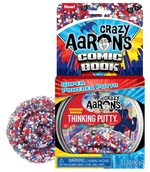 Packaged in an eye-catching tin, Crazy Aarons' Thinking Putty features a vibrant red, white, and blue confetti pattern made from non-toxic silicone. Labeled "Super Powered Putty," it provides an engaging experience perfect for sensory integration.