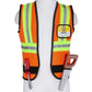 A child mannequin models the Great Pretenders Construction Worker Set: an orange safety vest with reflective stripes labeled "FIX IT!" and pockets holding toy wrench and saw—a fun construction costume for kids, complete with tool set.