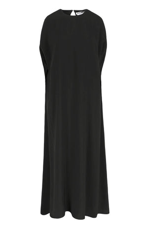 Bernadette Eleonore Dress, a black sleeveless floor-length gown with a round neckline.