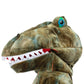 Close-up of the Great Pretenders Grandasaurus T-Rex Cape with Claws, featuring a green and brown dinosaur design with a blue eye and white teeth, perfect for completing any dinosaur costume or adding a fun touch to Halloween decor.