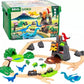 Begin your Jurassic jungle adventures with the Brio World Train Set Dinosaur Deluxe Set by Brio. This set includes train tracks, a variety of dinosaurs, a volcano, and breathtaking landscape features. Displayed with its packaging in the background, it offers immersive dinosaur adventures for children ages 3 and up.