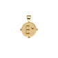 The Jane Win Letter Pendant Satellite Necklace features a round 14k gold pendant with a raised "E" and star, attached to a beaded satellite chain.