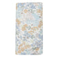 The Angel Dear Edith's Floral Swaddle Blanket by Angel Dear is crafted from a soft and stretchy fabric with a floral pattern, showcasing blue, orange, and beige flowers on a white background. Ideal for swaddles.